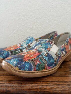 Rieker Womens Shoes Denise 41385 Size 9 EUR 40 Mosaic Cut Out Loafers, run small